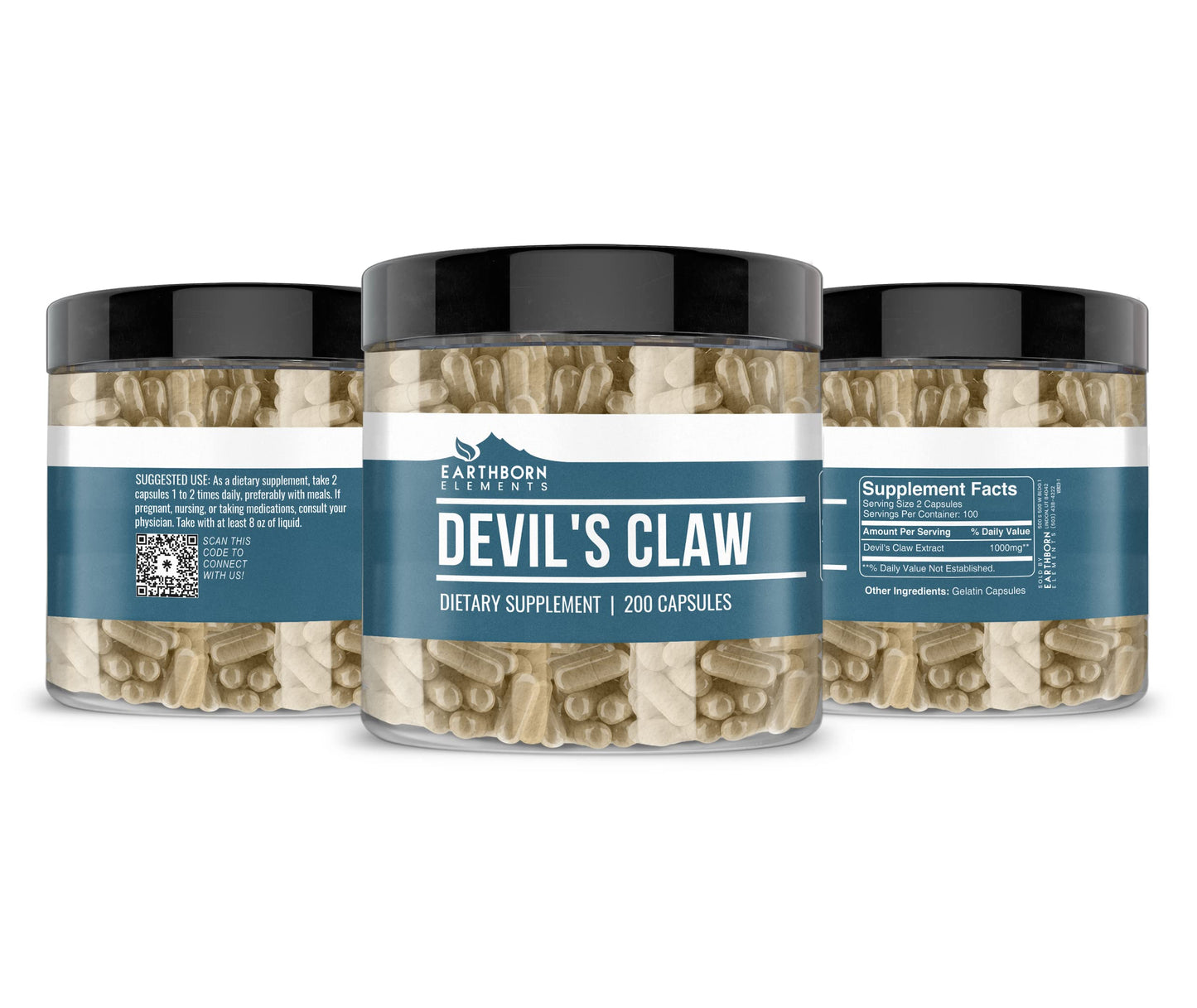 Earthborn Elements Devil's Claw Extract 200 Capsules — Pure & Undiluted