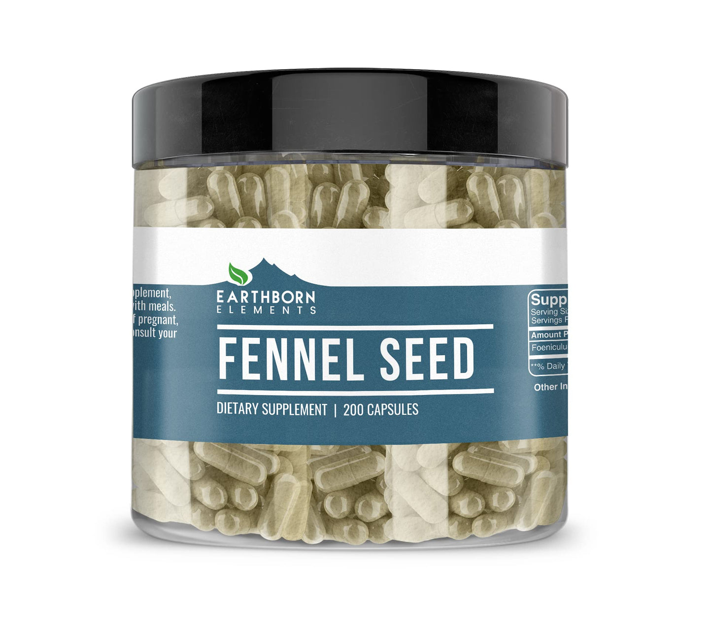 Earthborn Elements Fennel Seed 200 Capsules – Pure, Undiluted, No Additives