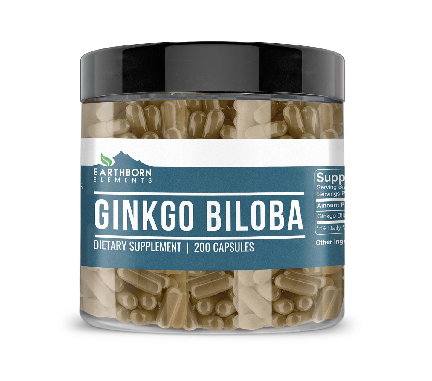 Earthborn Elements Ginkgo Biloba 200 Capsules – Pure, No Additives