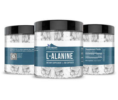 Earthborn Elements L-Alanine 200 Capsules – Pure, Undiluted, No Additives