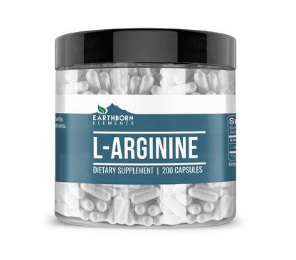 Earthborn Elements L-Arginine – Pure & Undiluted, No Additives (200 Capsules)