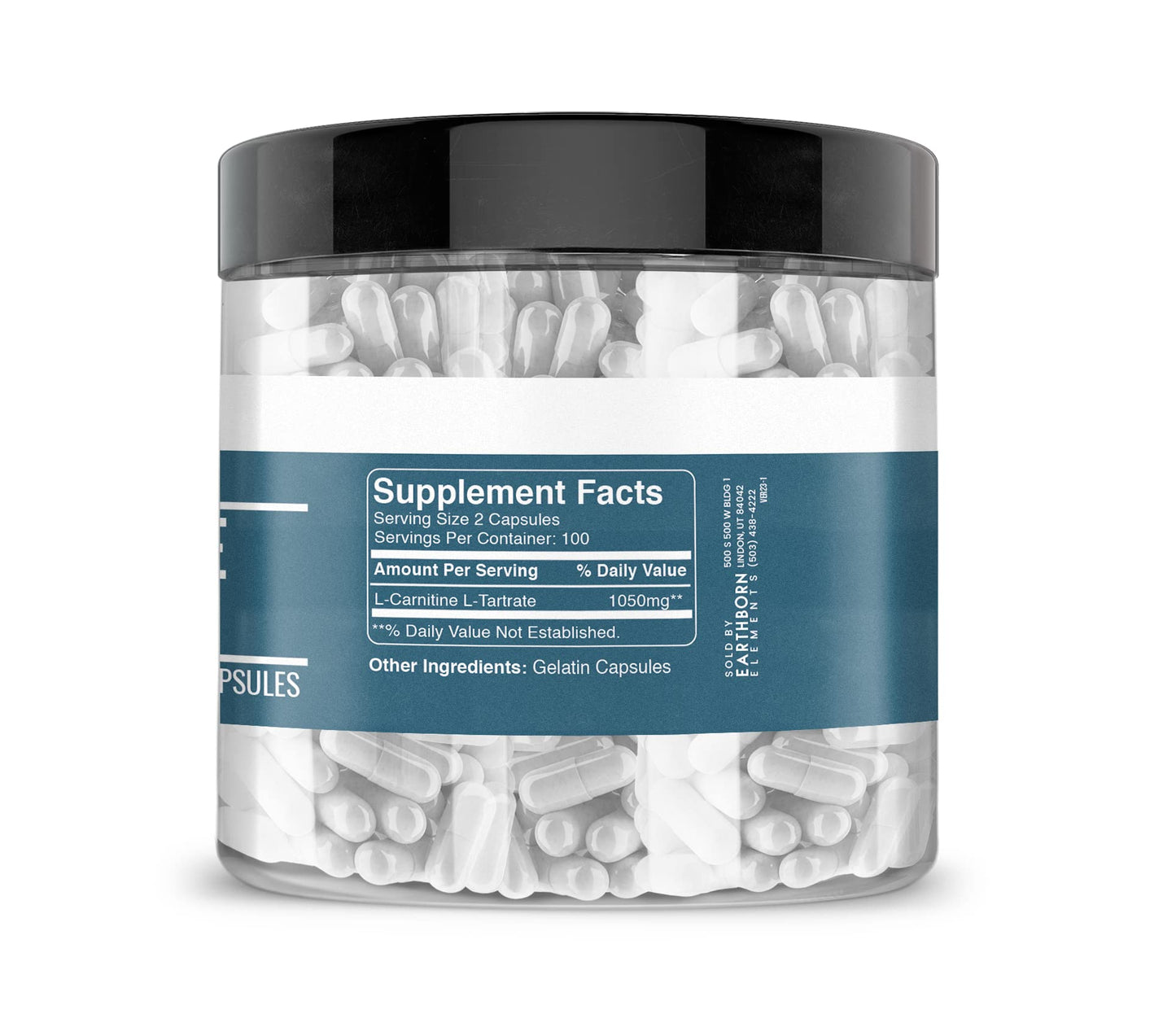 Earthborn Elements L-Carnitine Tartrate 200 Capsules — Gluten-Free & Undiluted
