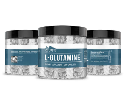 Earthborn Elements L-Glutamine 200 Capsules – Pure & Undiluted, No Additives