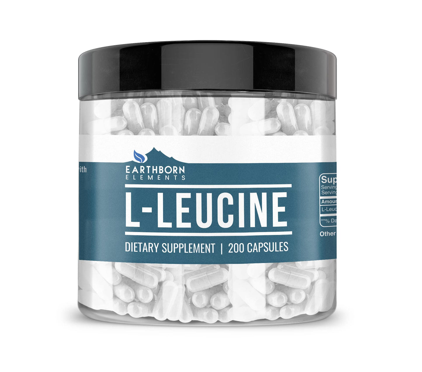 Earthborn Elements L-Leucine 200 Capsules – Pure, Undiluted, No Additives