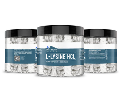 Earthborn Elements L-Lysine HCL 200 Capsules - Pure & Undiluted, No Additives