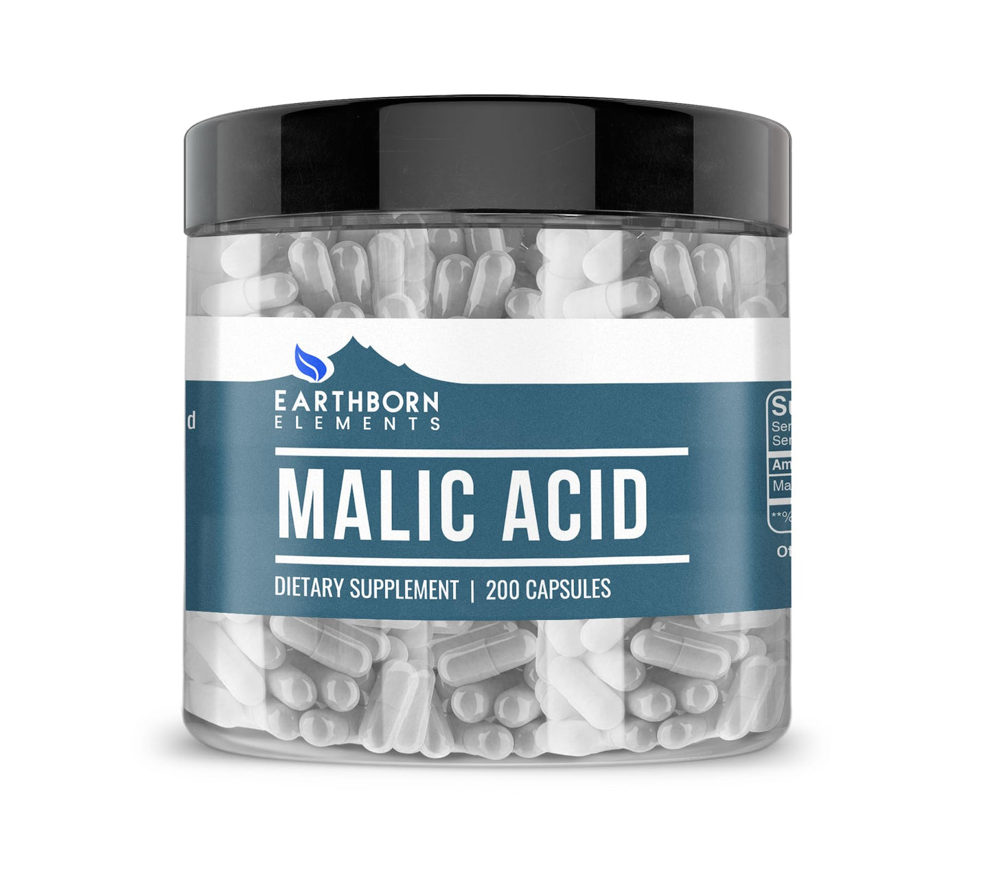 Earthborn Elements Malic Acid 200 Capsules - Pure & Undiluted