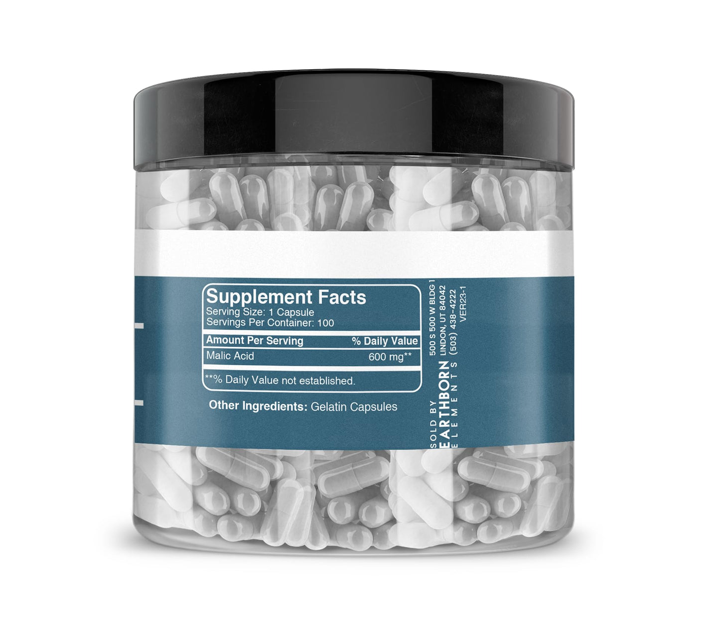 Earthborn Elements Malic Acid 200 Capsules - Pure & Undiluted