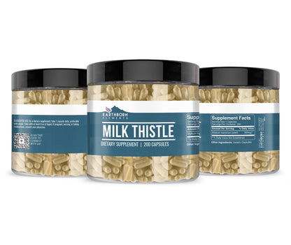 Earthborn Elements Milk Thistle 200 Capsules – Pure & Undiluted, No Additives