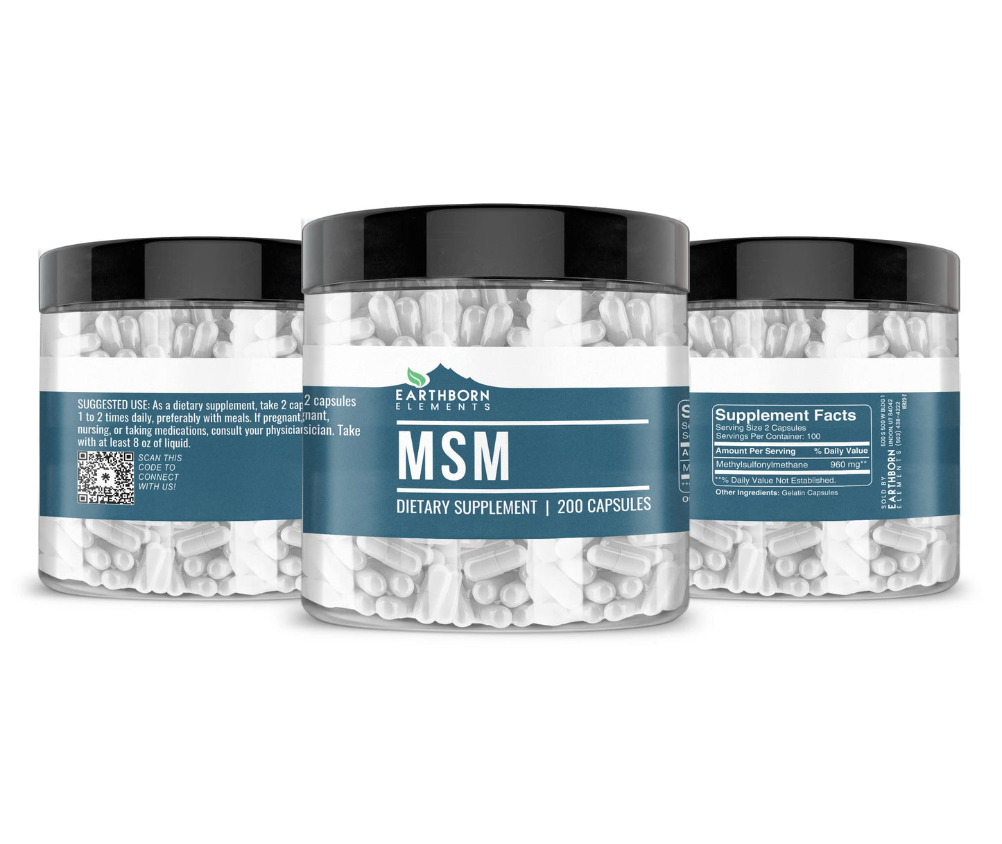 Earthborn Elements MSM 200 Capsules – Non-GMO, Easy-to-Take Caps