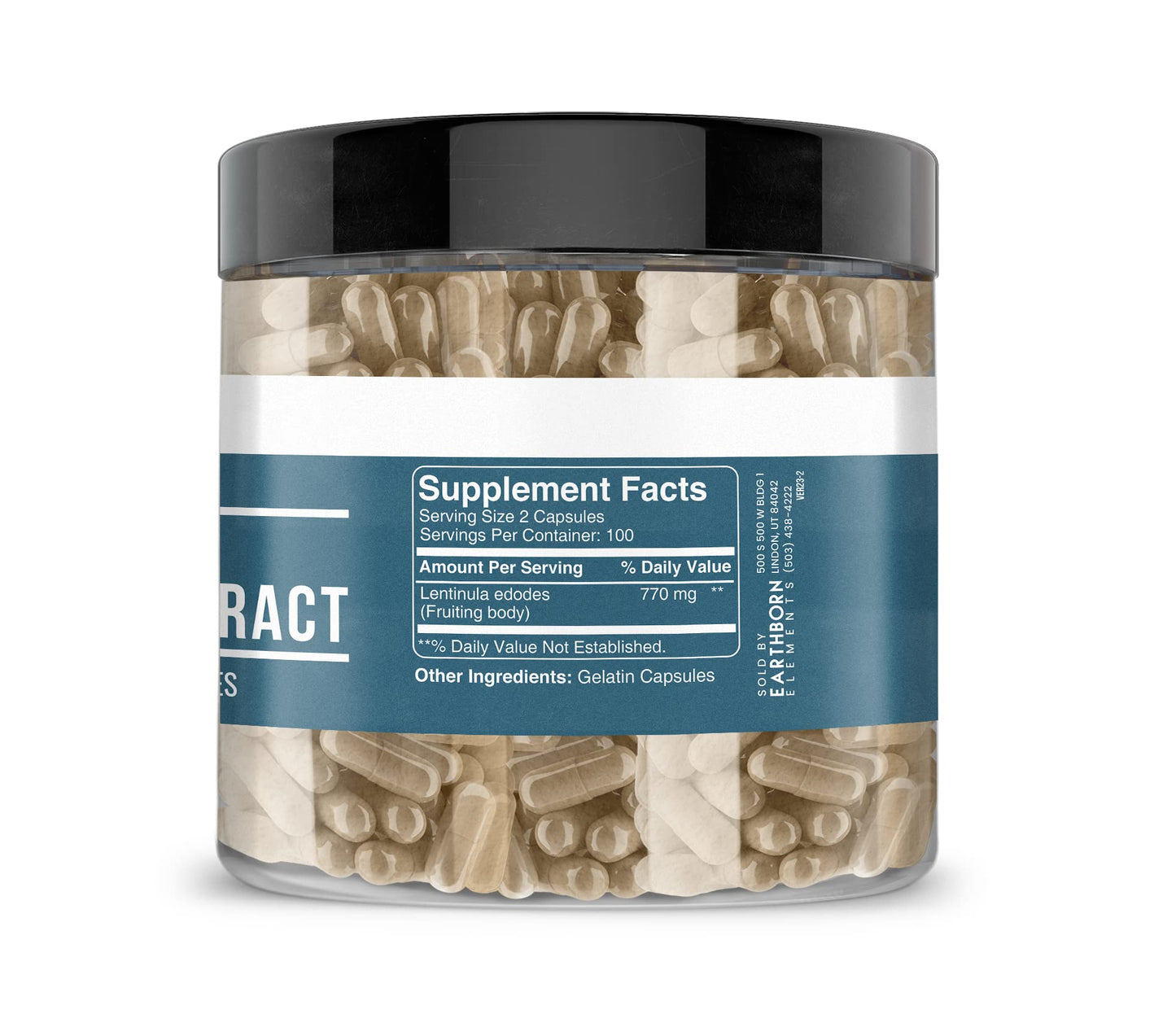 Earthborn Elements Shiitake Mushroom Extract - 200 Capsules | Pure & Undiluted