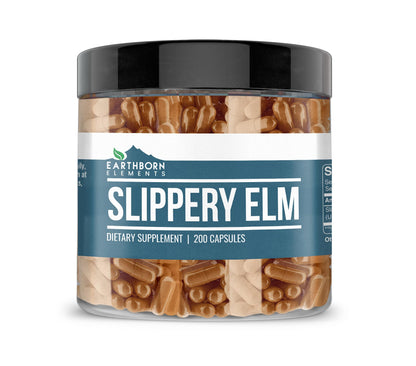 Earthborn Elements Slippery Elm 200 Capsules – Pure & Undiluted, No Additives