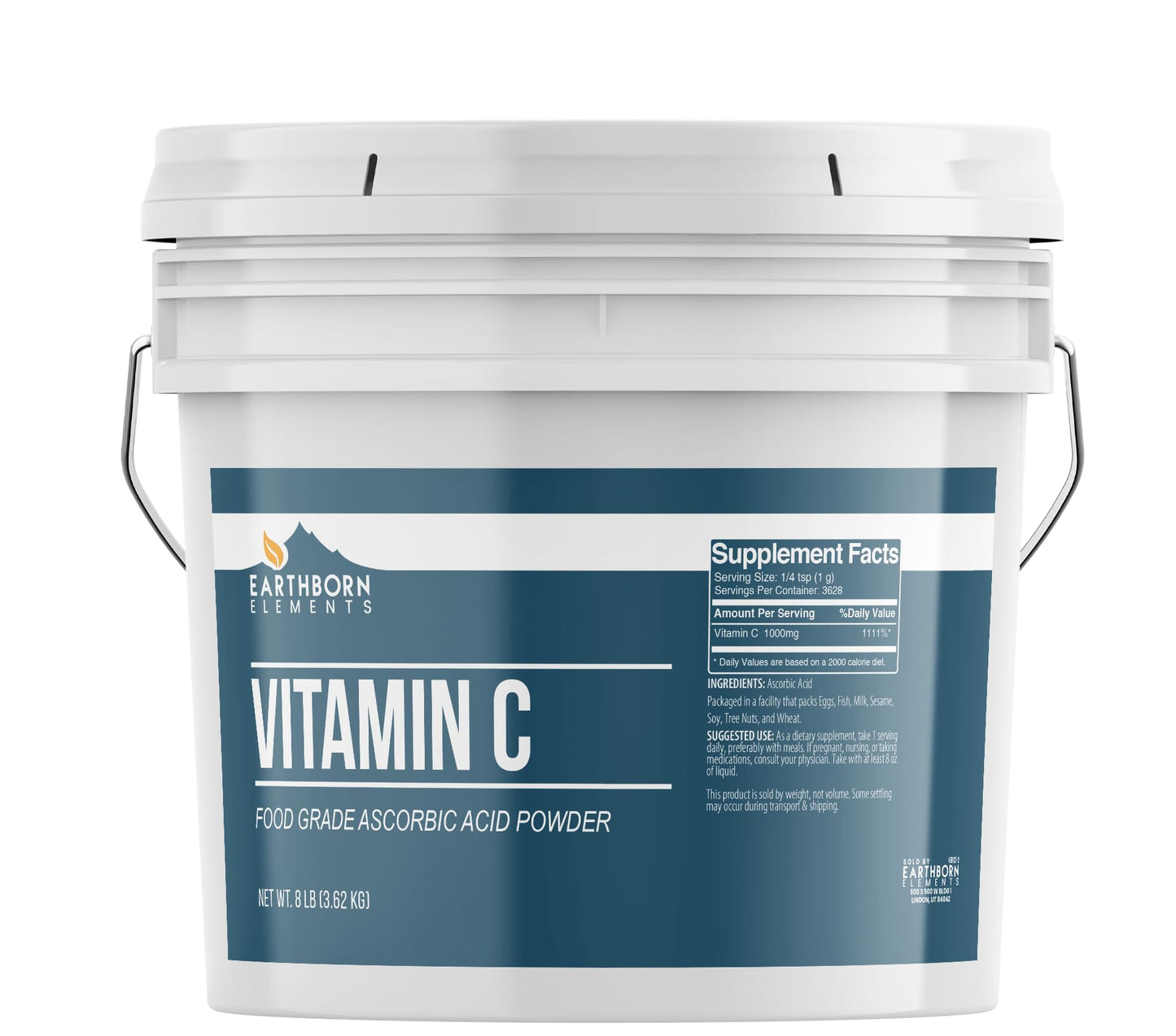 Earthborn Elements Vitamin C Powder (1 Gallon) – Pure, Undiluted Vitamin C