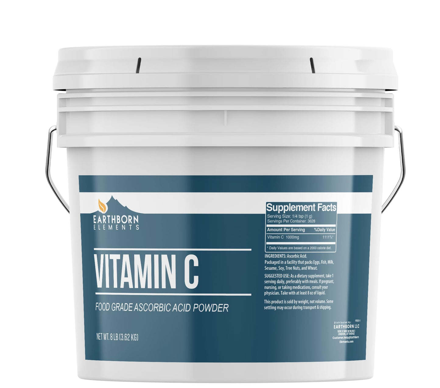 Earthborn Elements Vitamin C Powder (1 Gallon) – Pure, Undiluted Vitamin C