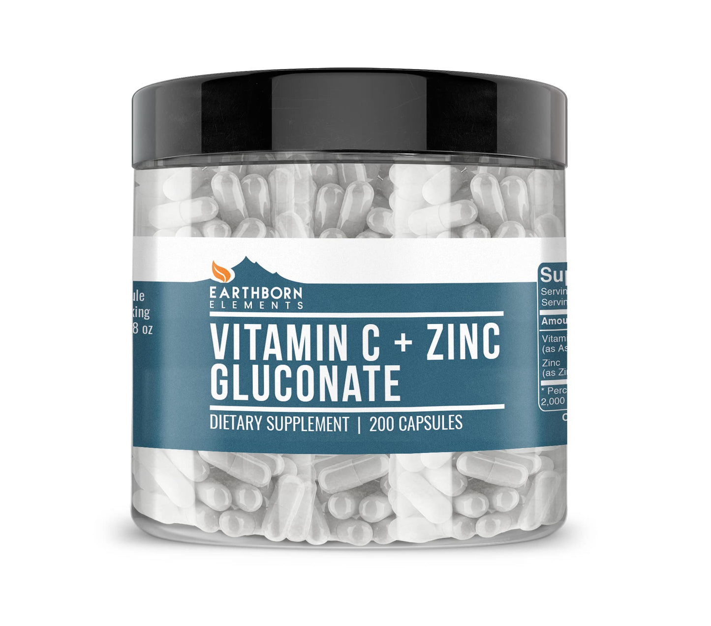 Earthborn Elements Vitamin C + Zinc Gluconate — 200 Capsules