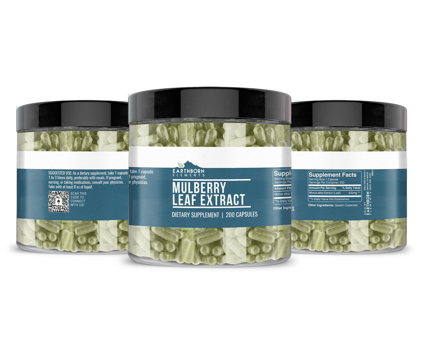 Earthborn Elements White Mulberry Leaf Extract 200 Capsules - Pure Undiluted
