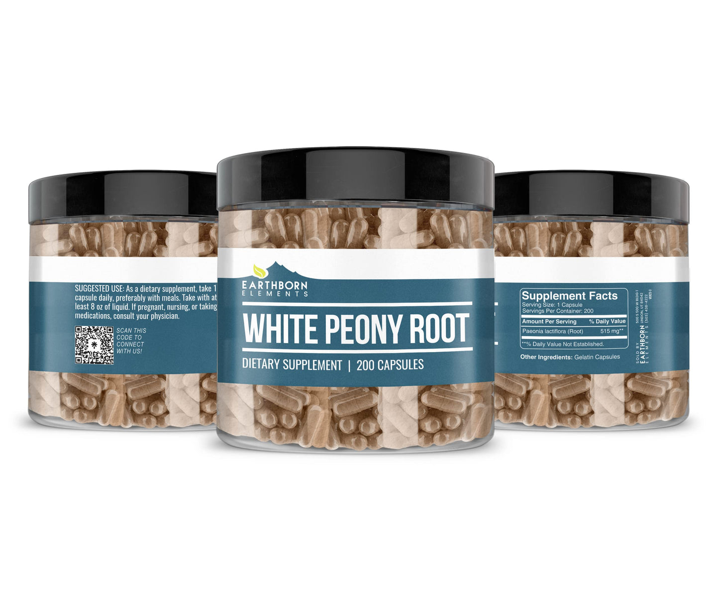 Earthborn Elements White Peony Root 200 Capsules | Pure & Undiluted