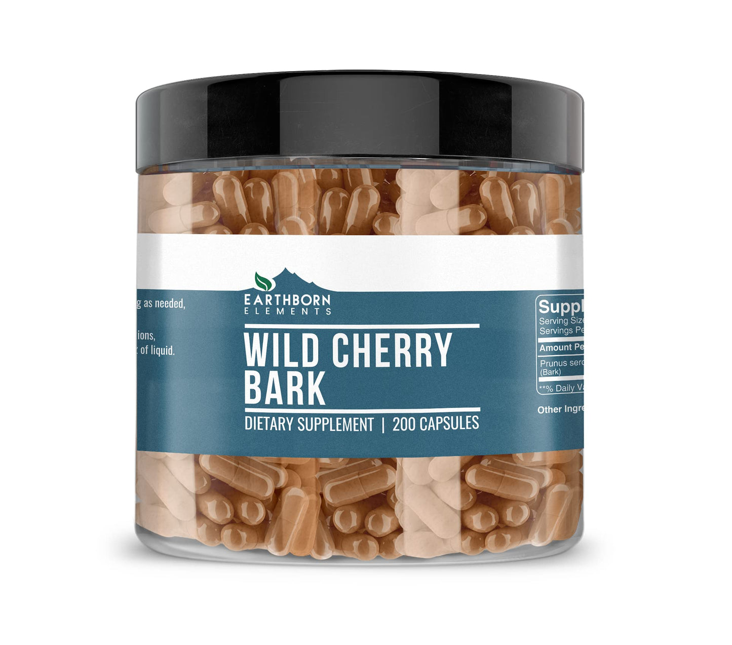 Earthborn Elements Wild Cherry Bark 200 Capsules - Pure & Undiluted