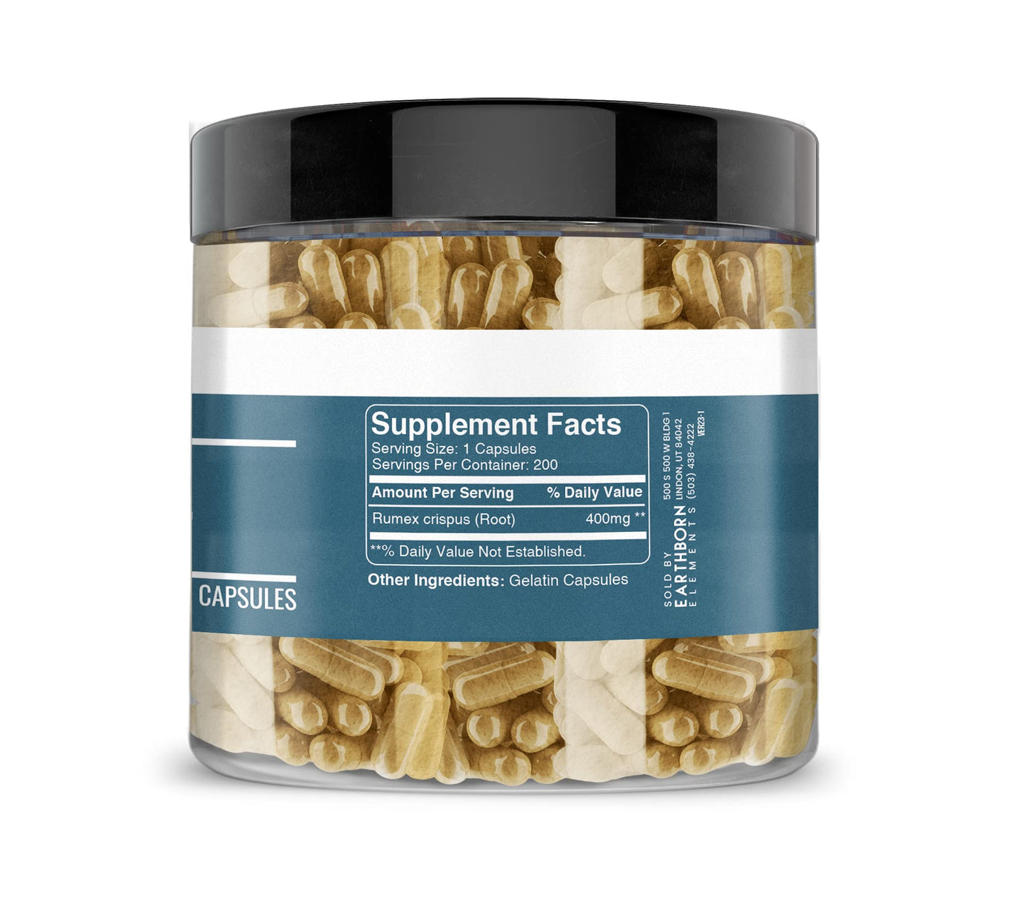 Earthborn Elements Yellow Dock Root 200 Capsules | Pure & Undiluted, No Additives