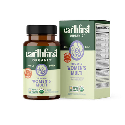 EarthFirst Organic Women’s Multivitamin – 60 Count with Iron & B12