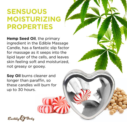 Earthly Body Edible Massage Candle Mint – 4 oz | 3-in-1 Oil, Candle & Moisturizer