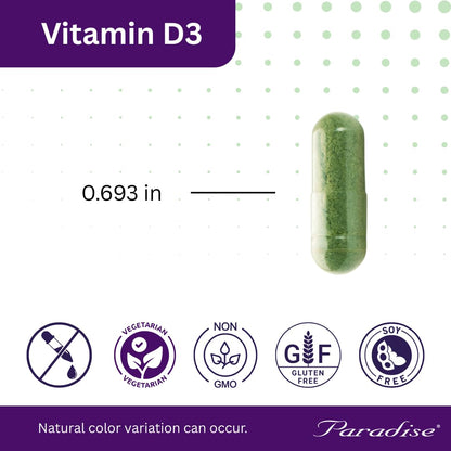 Paradise Herbs Earth's Blend Vitamin D3 – Bone Health & Immune Support, 90 Vegetarian Capsules
