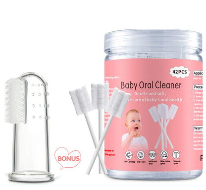 EASICUTI Baby Tongue Cleaner – 42Pcs Disposable Infant Toothbrush + Free 1 Finger Brush (0-36 Months)