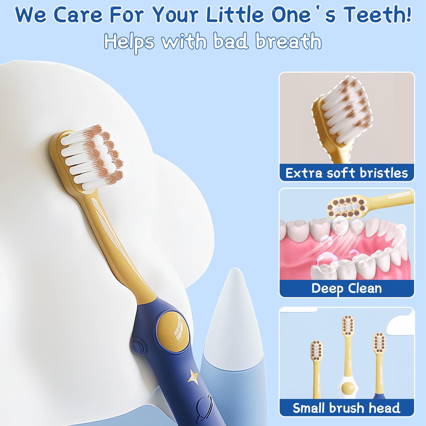 EASICUTI Extra Soft Kids Toothbrushes 4 Pack – Space Style Toddler Toothbrushes for Ages 2-12
