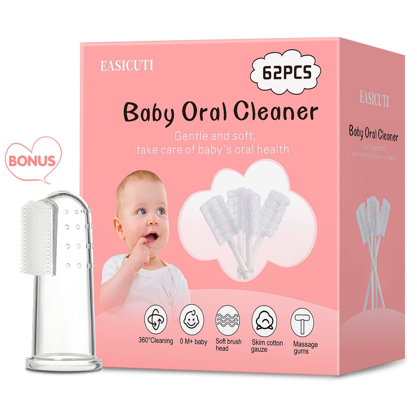 EASICUTI 62PCS Baby Tongue Cleaner Kit for 0-36 Months with Case