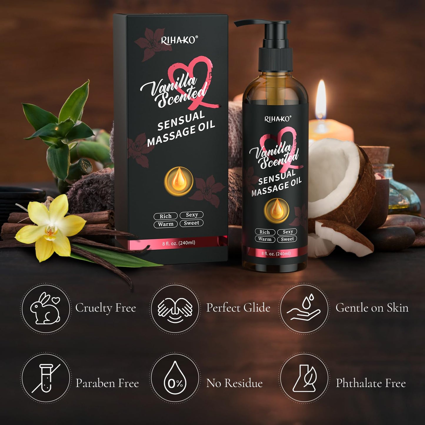 Easter Basket Stuffers: Vanilla Sensual Massage Oil for Couples – Date Night & Relaxing Massage Oil