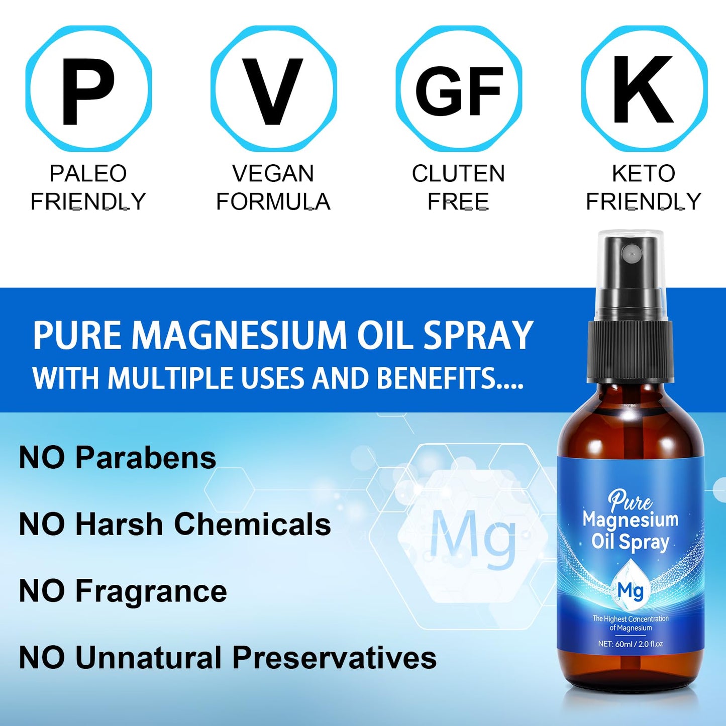 Magnesium Oil Spray for Feet – 100% Natural & Organic (2 oz, Glass Bottle)