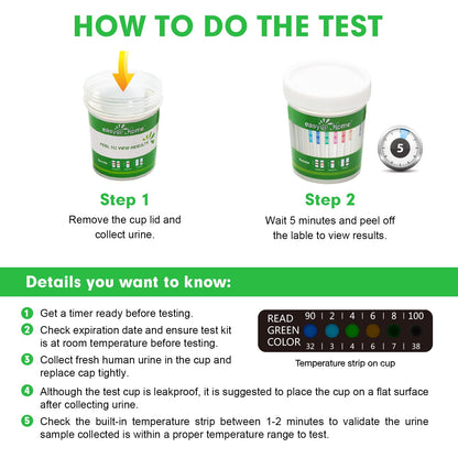 Easy@Home Drug Test Cup – At-Home Amp/Bup/Bar/Bzo/CoC/THC50 Kit (20)