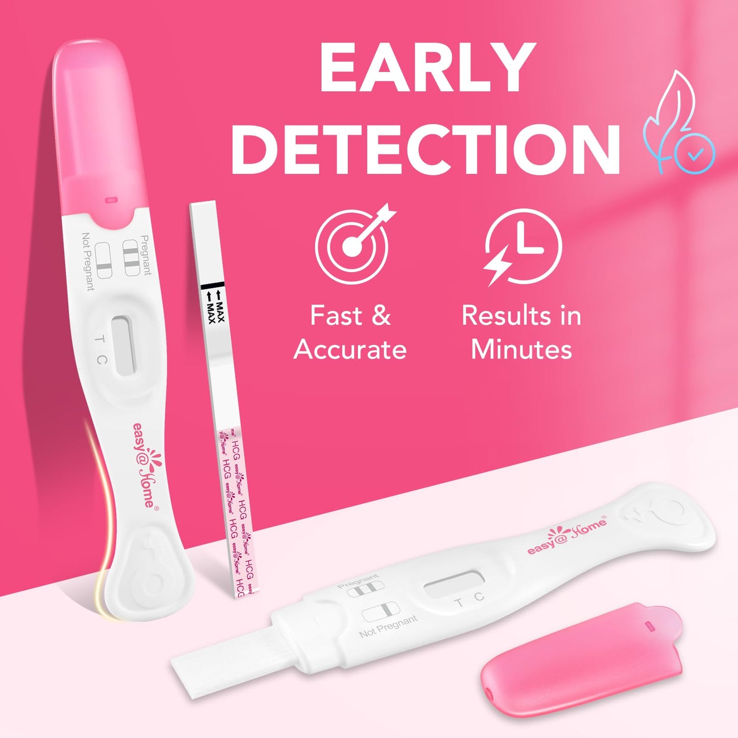 Easy@Home 9 Count Pregnancy Tests – 3 Early Detection Sticks & 6 Precise Test Strips, Instant Readings
