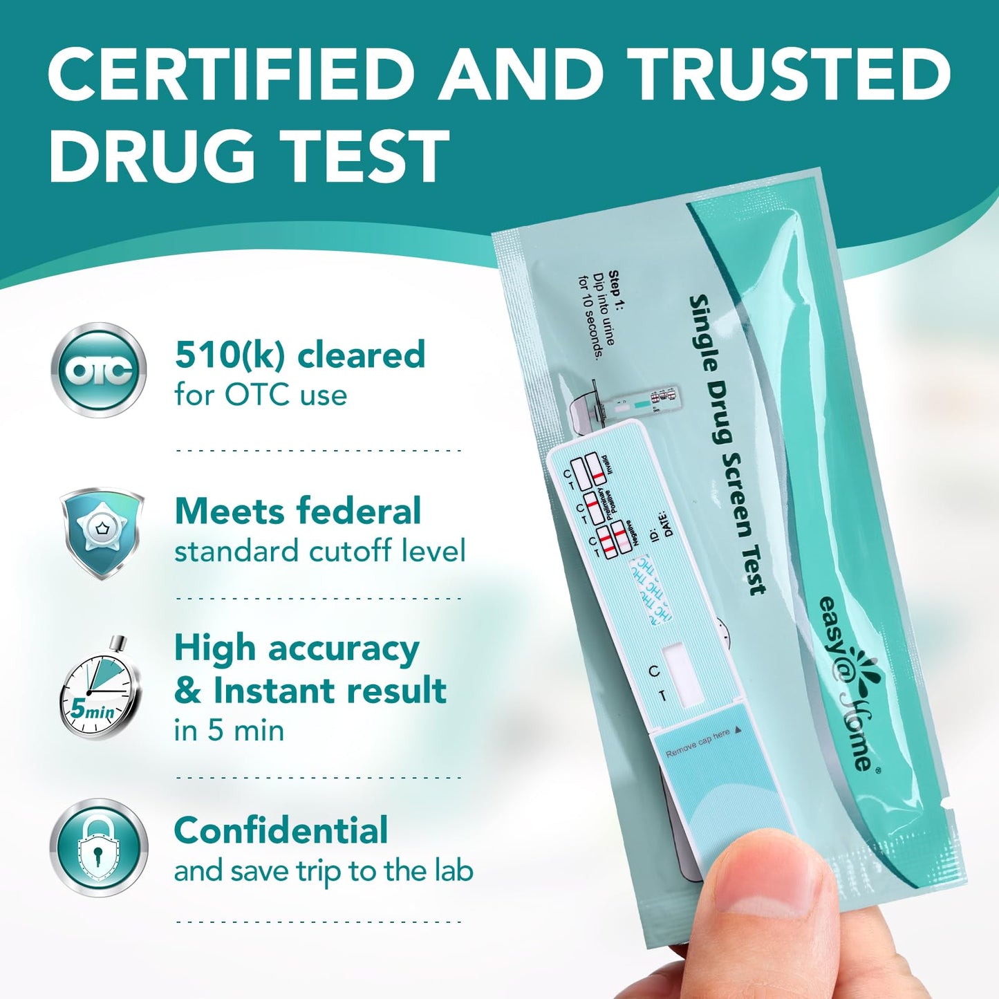 Easy@Home Marijuana Urine Drug Test Kit 15-Pack – THC Home Testing with 50 ng/mL Cutoff (#EDTH-114)