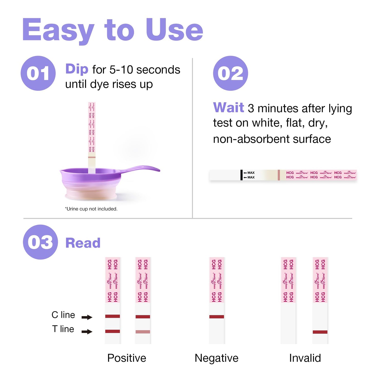 Easy@Home Pregnancy Test Strips 50 Pack – HCG Early Detection | EZW1-S:50