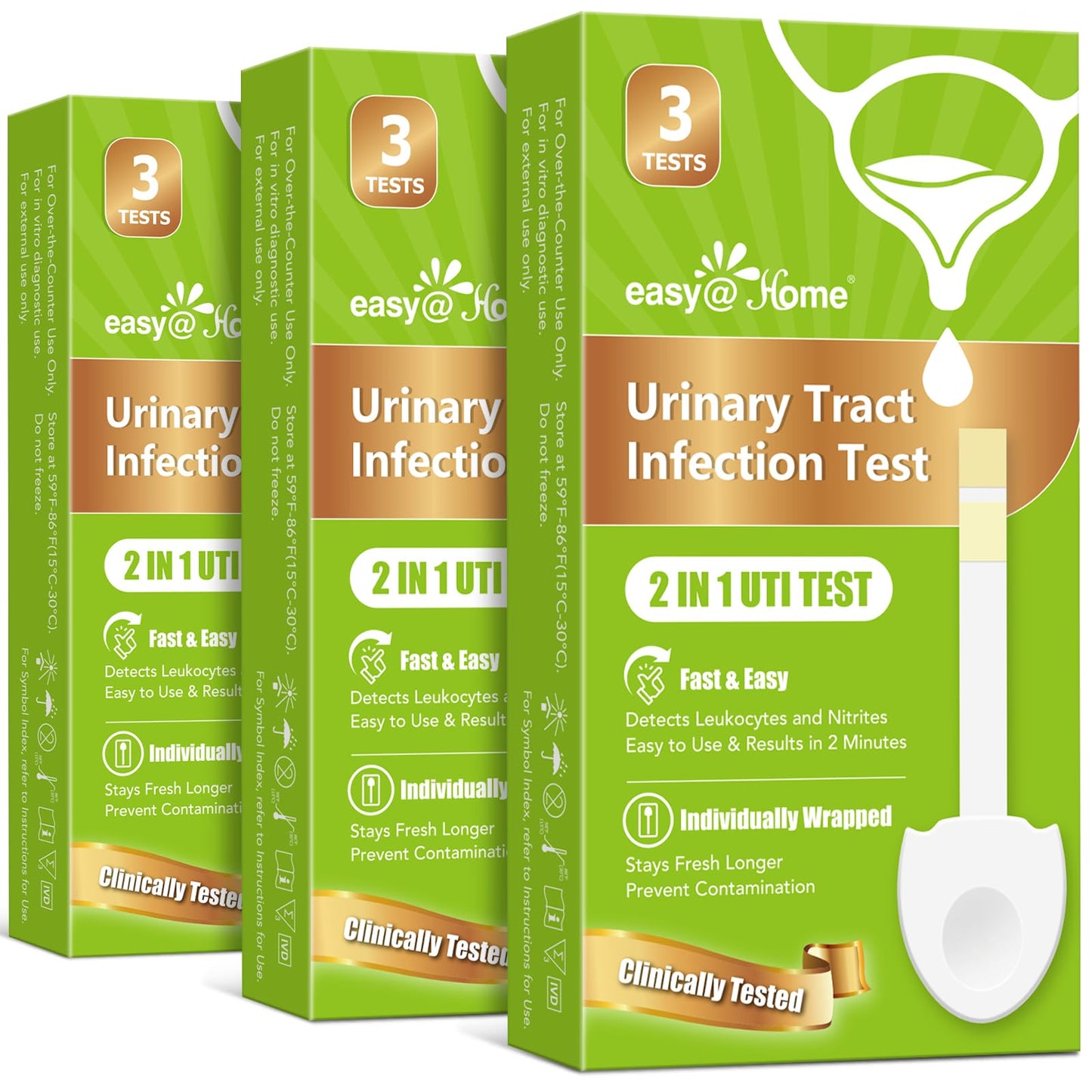 Easy@Home UTI Test Kit – Women’s UTI Strips (9 Pack) Leukocytes & Nitrites, OTC