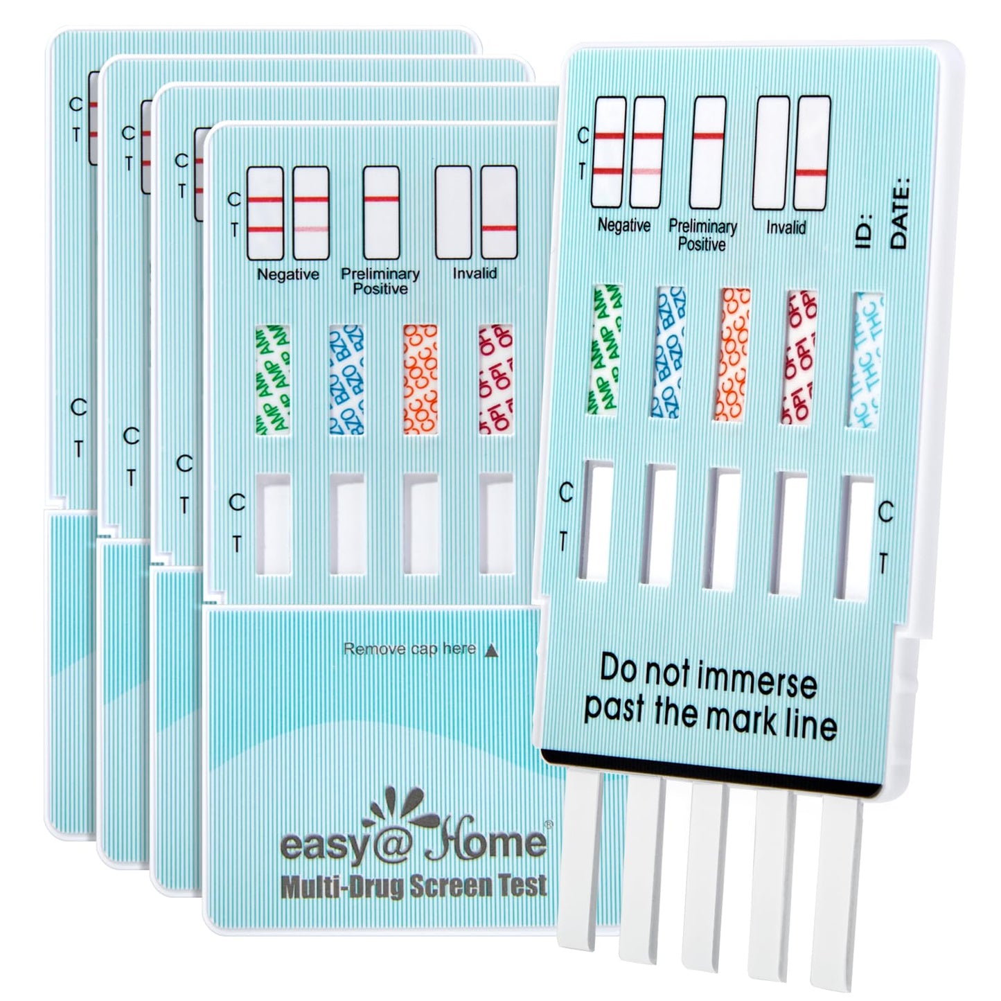Easy@Home 5-Panel Urine Drug Test Kit (5 Pack) – THC/Marijuana, Cocaine, OPI, AMP, BZO – At-Home Test – 5 Minute Results EDOAP-754