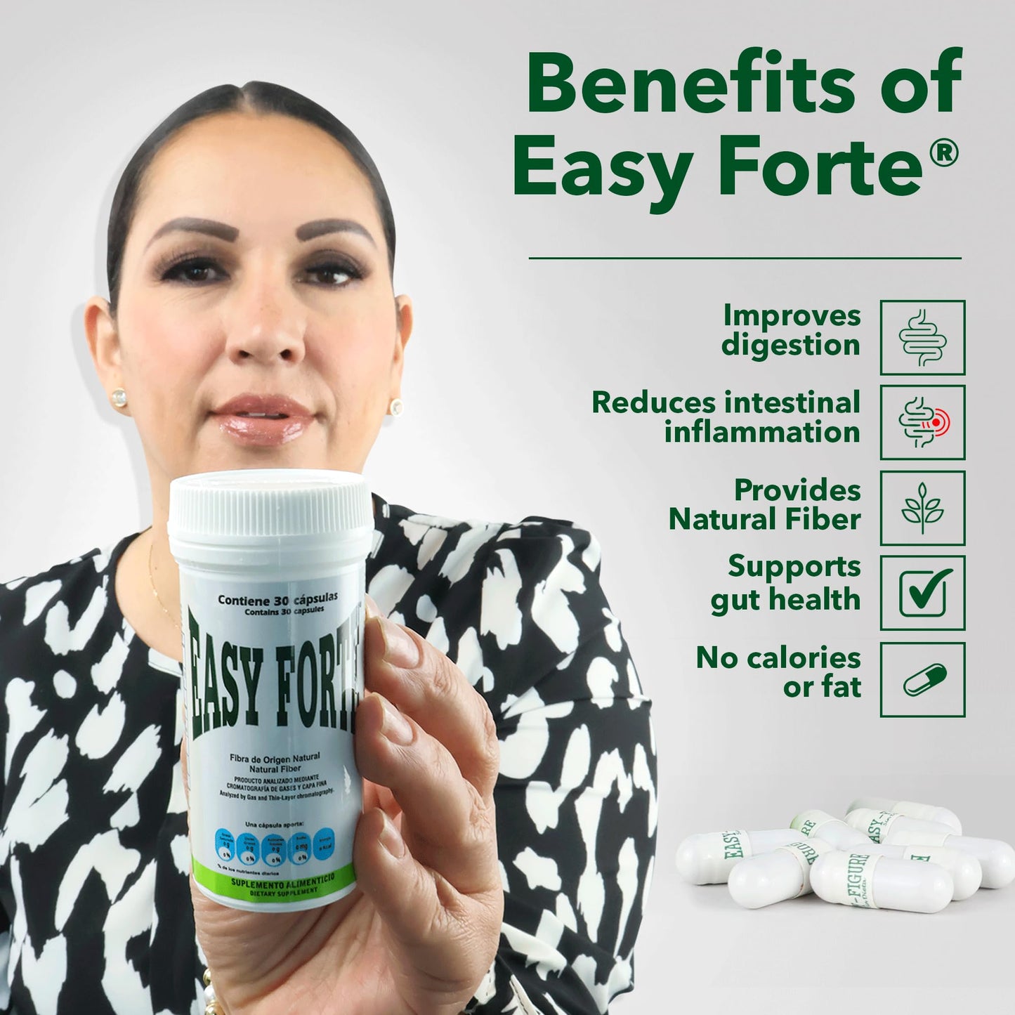 Easy Forte by Easy Figure | 3-Pack Natural Fiber Capsules for Digestive Comfort | 90 Count