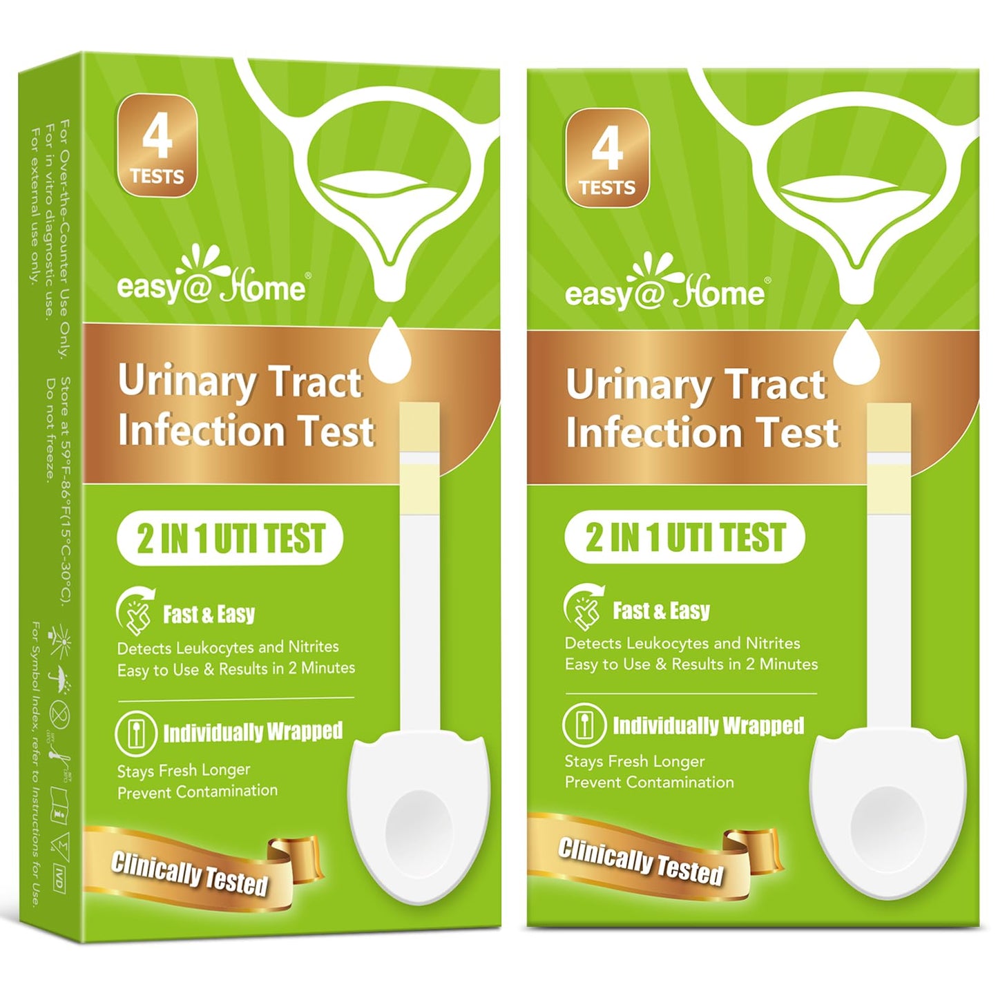 Easy@Home UTI Test Strips for Women – At-Home OTC Kit (Leukocytes & Nitrite)