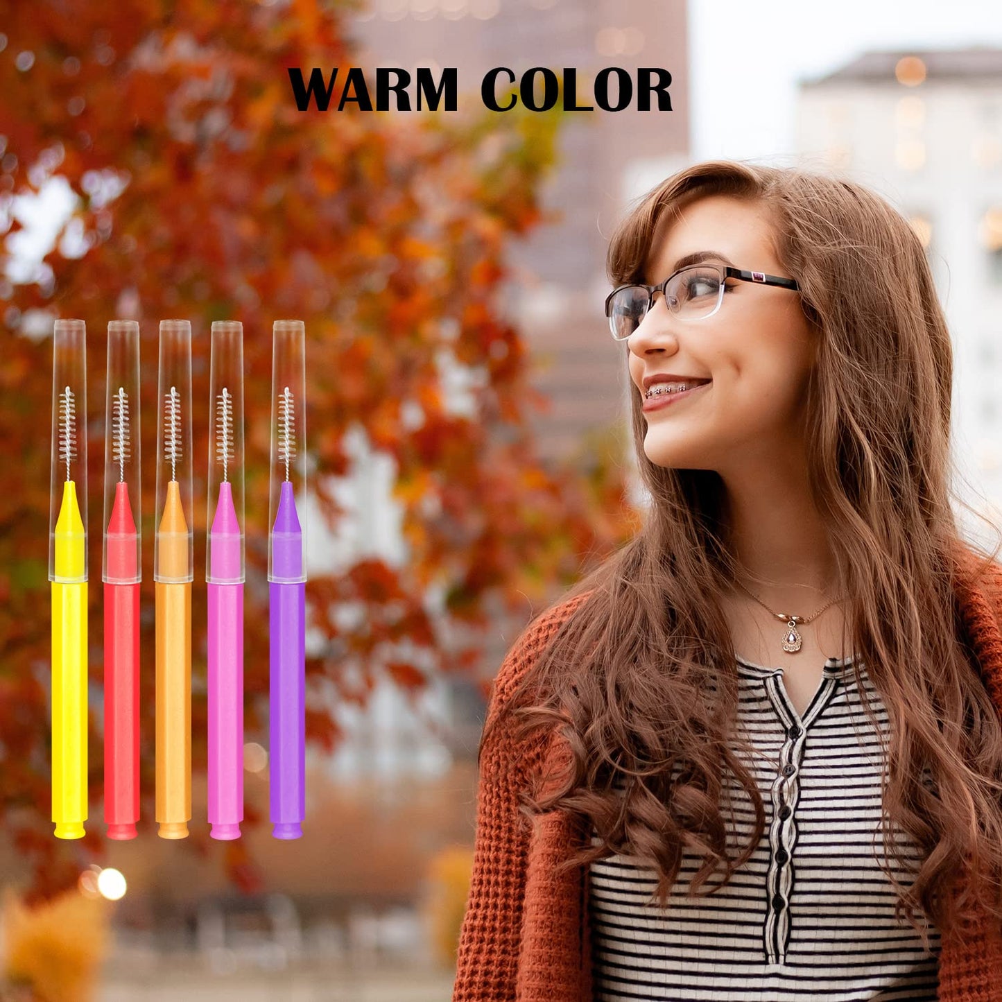 EasyHonor Braces Brush 75pcs – Interdental Toothpick Flosser (5 Warm Colors)