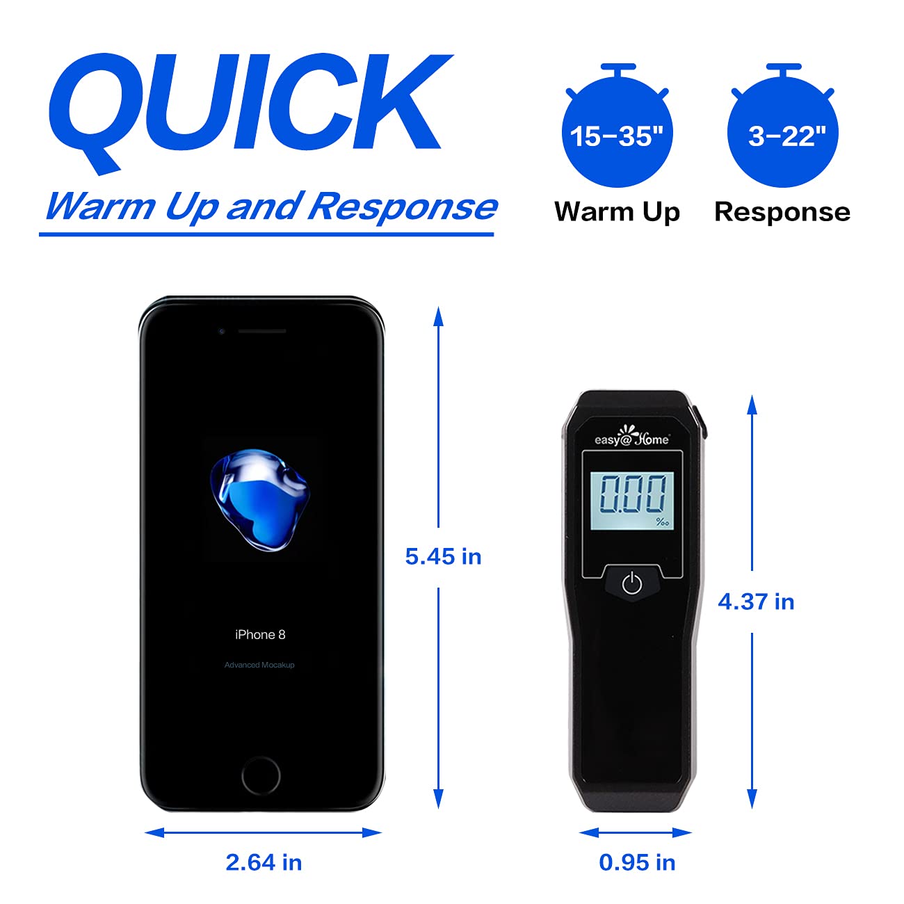Easy@Home Breathalyzer – Pro-Grade Portable Fuel Cell Alcohol Tester (5 Mouthpieces)