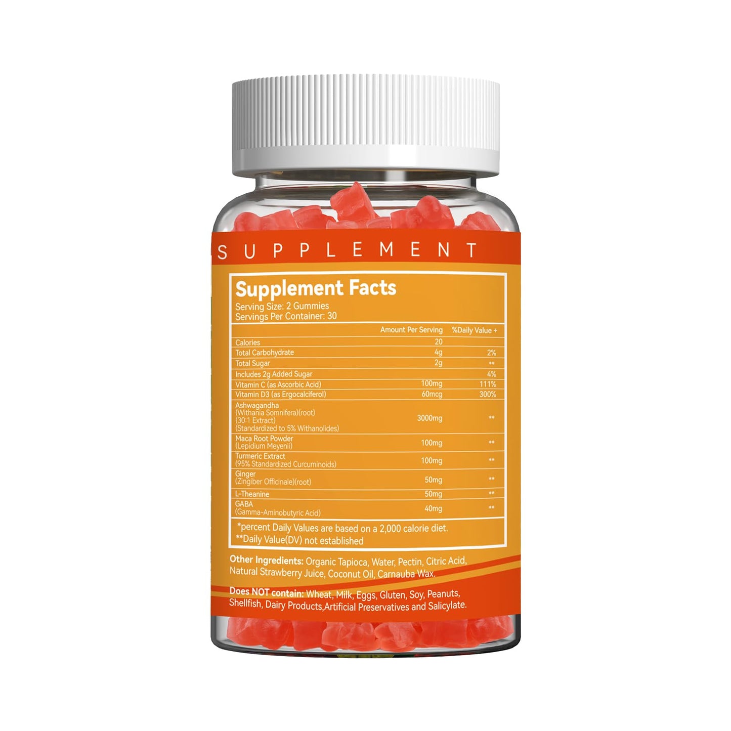 EAZGOO Ashwagandha Gummies & Vitamin D3 – 3000mg Extra Strength Ashwagandha, Strawberry Flavor, 60 Count