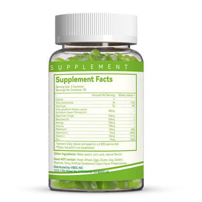 EAZGOO Chlorophyll Gummies – Sugar-Free Immune Support & Body Odor Deodorant (Lemon) 60 Count