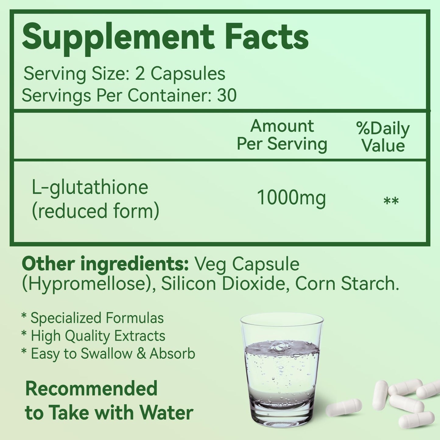 EAZGOO Glutathione 1000mg – Vegan Antioxidant for Immune Support, Skin Brightening & Liver Detox (60 Capsules)