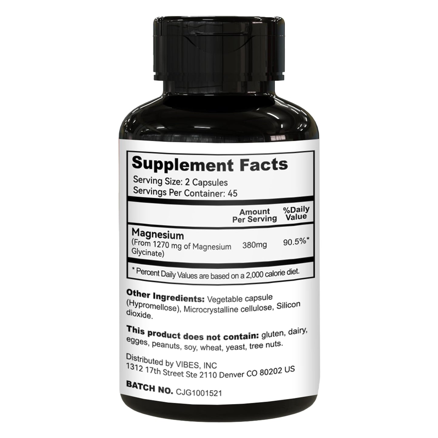 EAZGOO Magnesium Glycinate Capsules 1270mg - High Absorption, 90 Caps