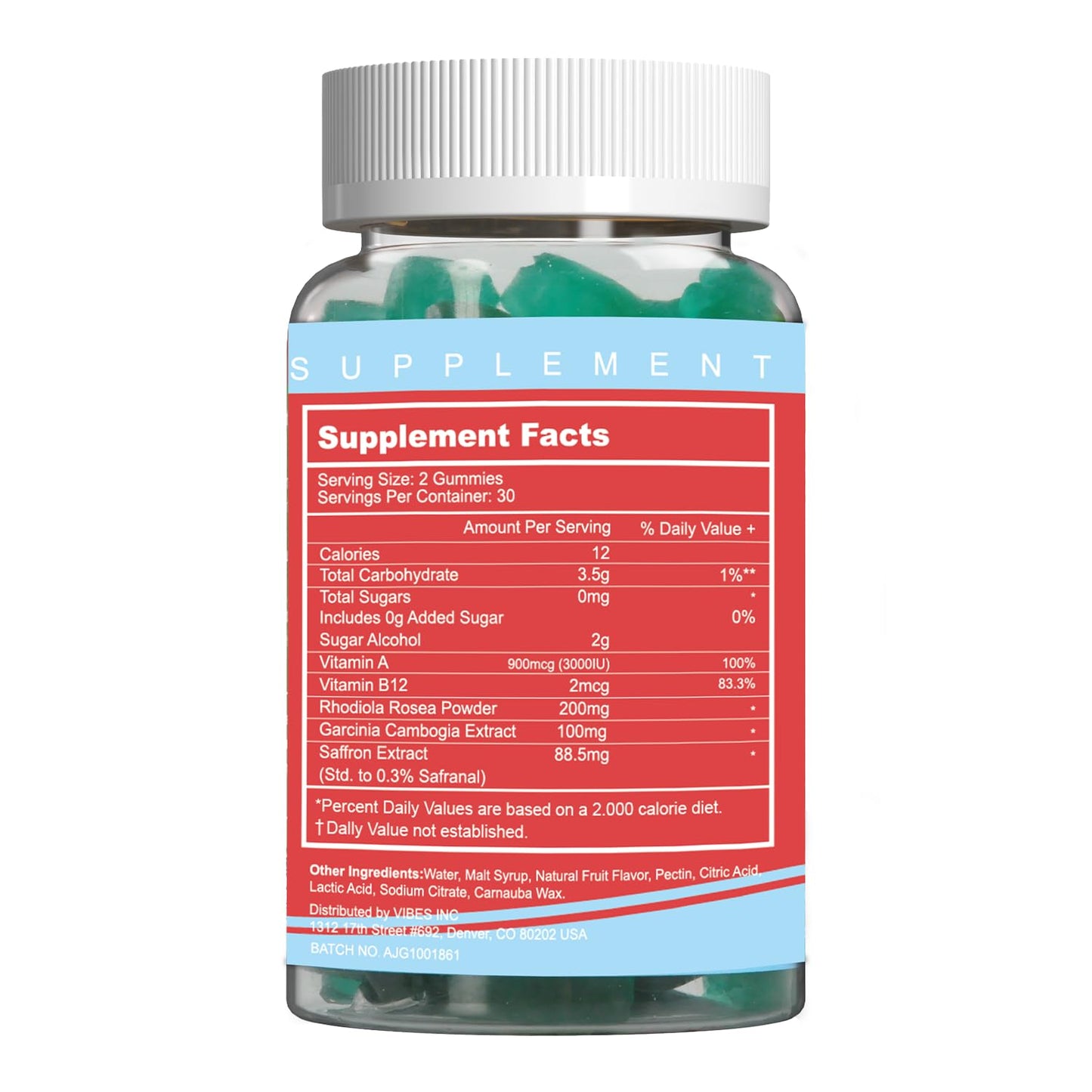 EAZGOO Saffron Gummies – Mood & Energy Support with Rhodiola, 60 Gummies