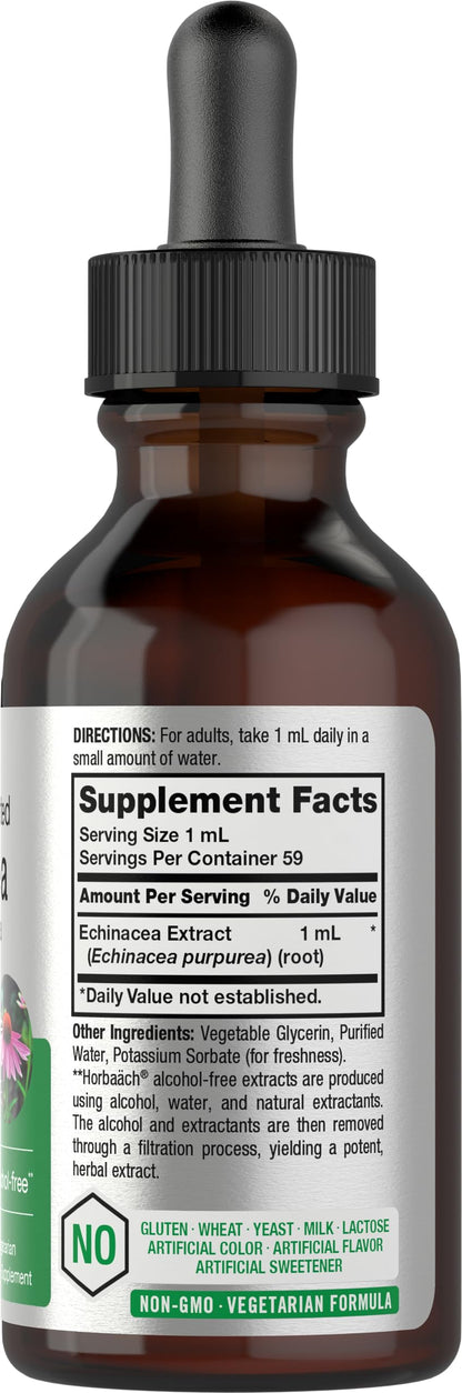 Horbaach Echinacea Drops Tincture - 2 fl oz | Alcohol-Free, Vegetarian, Non-GMO & Gluten Free