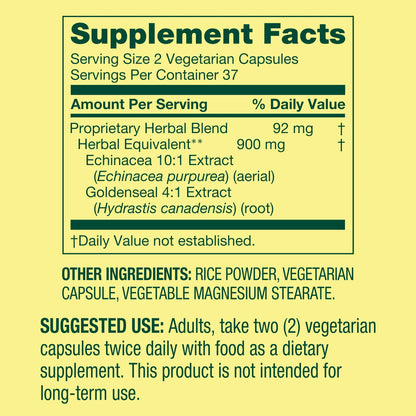 Echinacea Goldenseal Blend – 900 mg, 75 Vegetarian Capsules | Daily Wellness Supplement