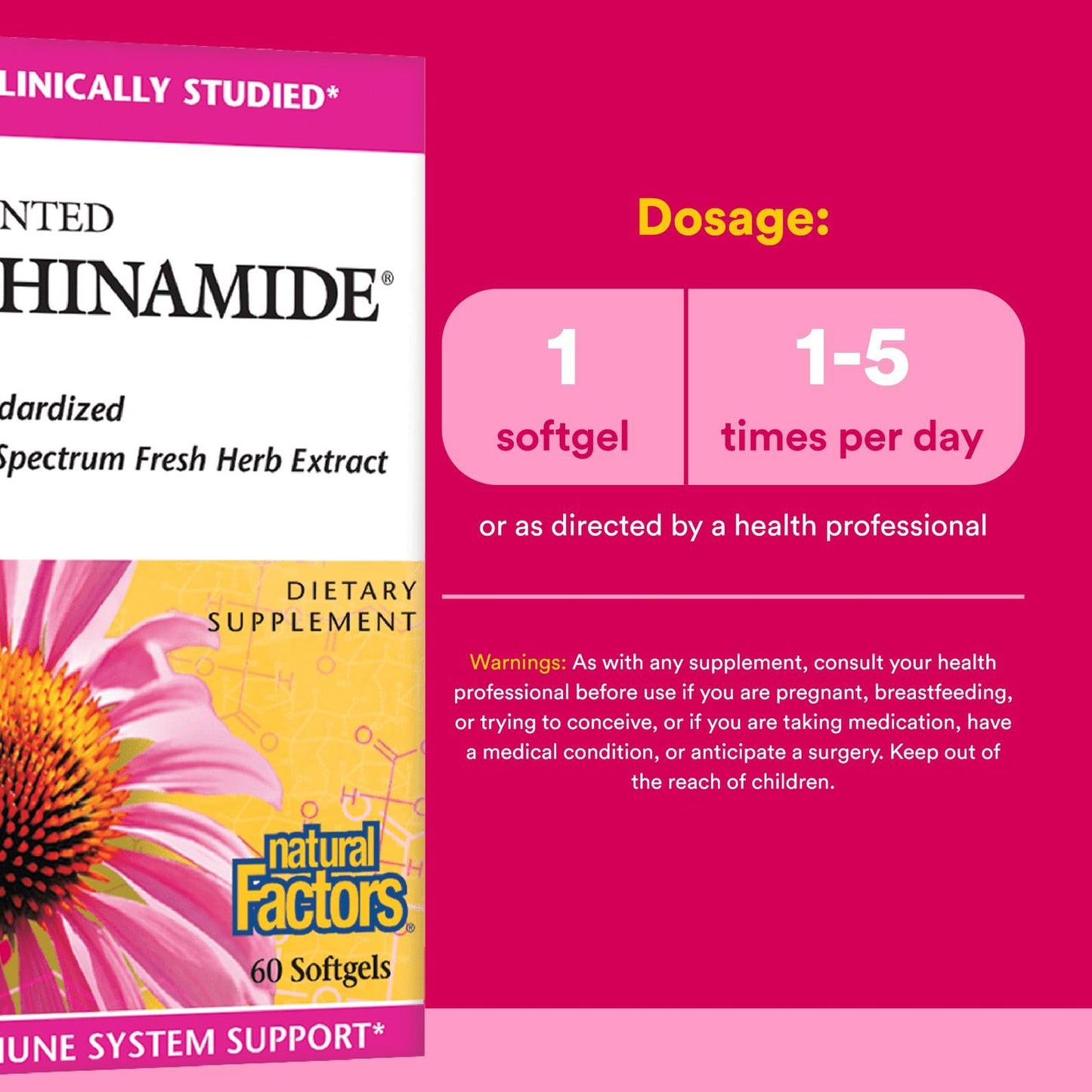 Natural Factors, Echinamide, Echinacea Supplement for Immune and Wellness Support, 60 Softgels