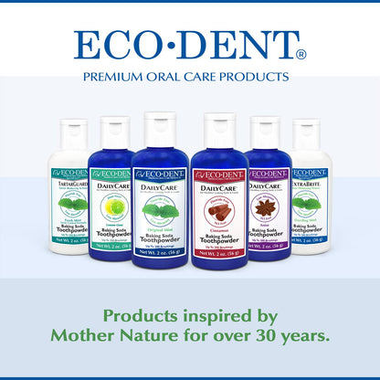 Eco-Dent DailyCare Baking Soda Tooth Powder – Mint, Fluoride-Free, SLS-Free, 2 oz Each (Pack of 6)