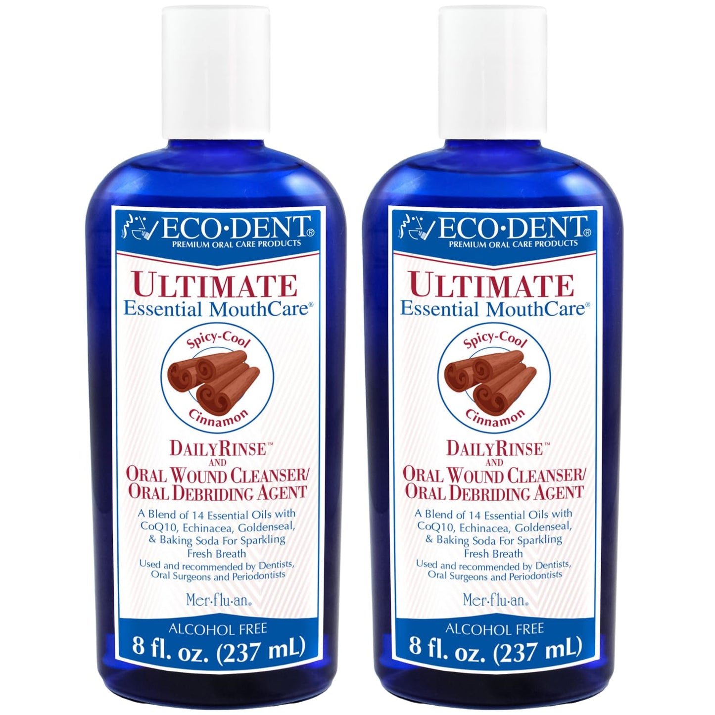 Eco-Dent Alcohol-Free Cinnamon Mouthwash – Ultimate Essential MouthCare (8 Fl Oz x 2)